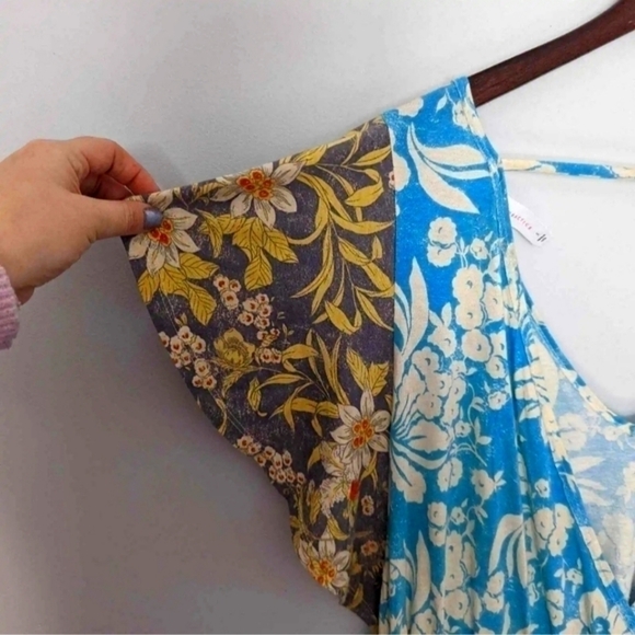 ANTHROPOLOGIE Daily Practice Tiered Ruffle Mini Dress Turquois Floral SZ Small - Picture 12 of 13